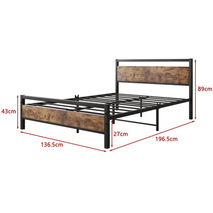 JELUTE Metal Platform Bed Frame, Double Size, Black