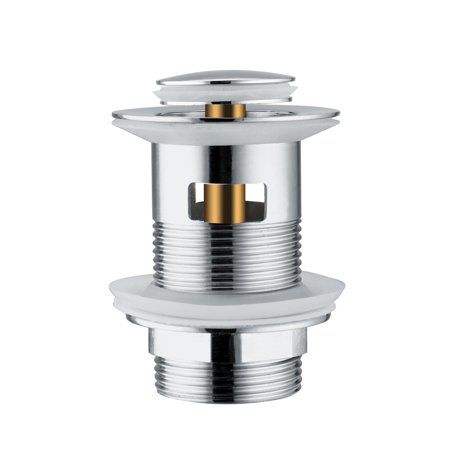 Basin Waste Slotted Pop Up Waste for Bathroom Sink Click Clack Brass Sprung Plug Waste Without Overflow | Chrome 1 Pack