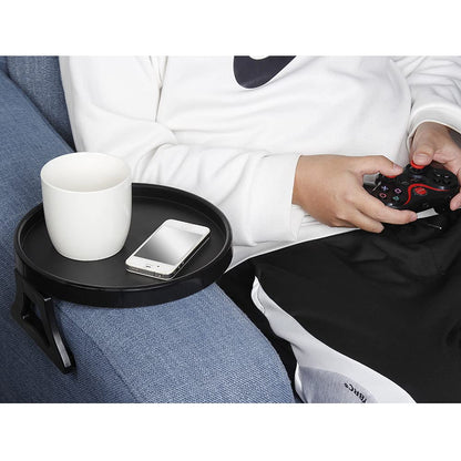 Sofa Arm Table Clip-On Tray for Drinks, Remote & Phone Holder