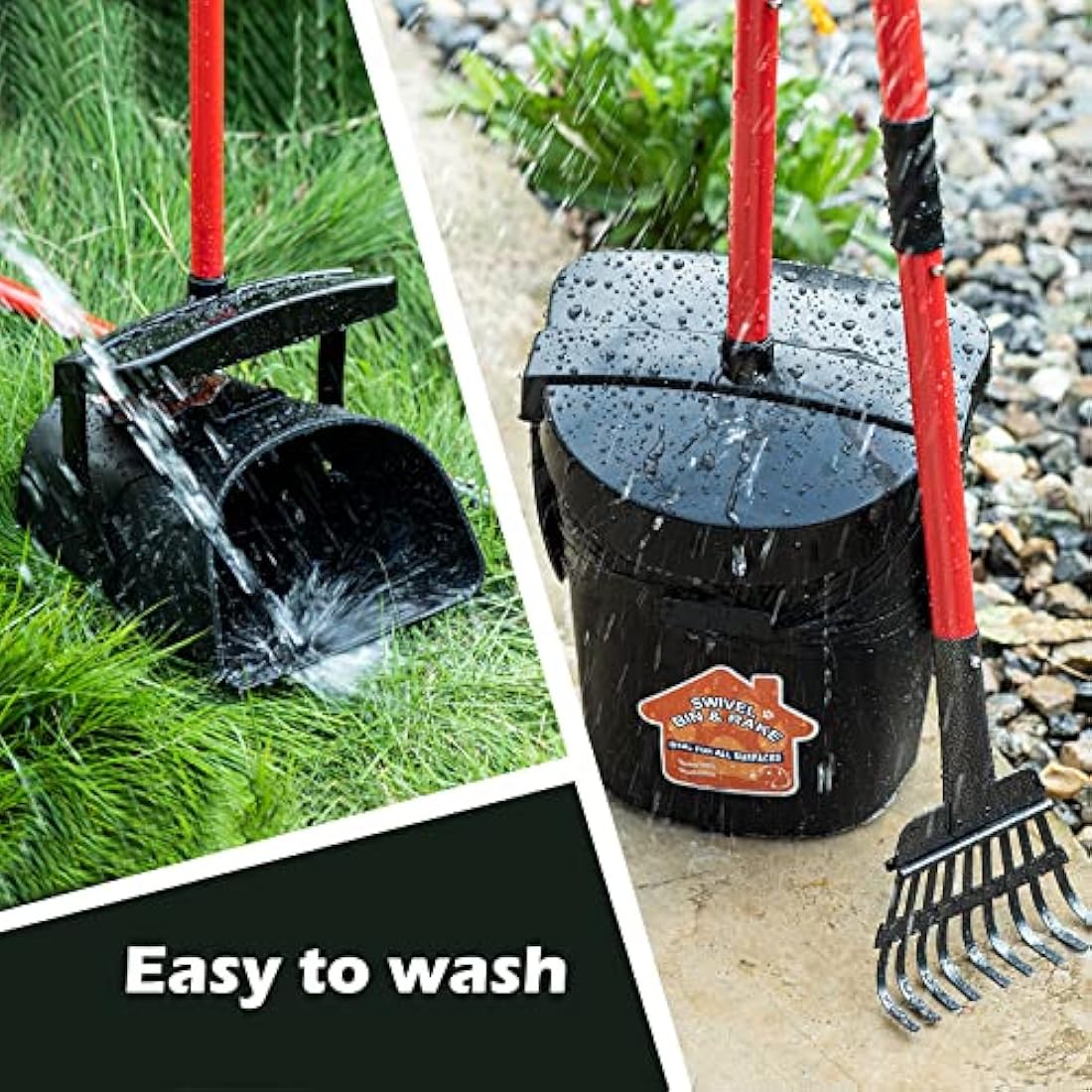 Pooper Scooper Large Swivel Bin & Rake for Large & Small Dogs Non-Breakable Dog Poop Scooper with 20 Waste Bags Easy to Clean Pet Waste Use on Grass, Dirt or Gravel - Pet Supplies