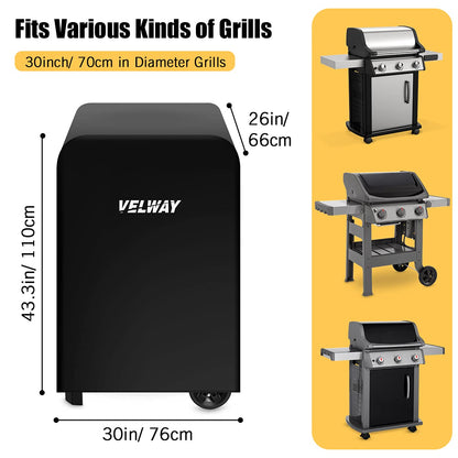 Velway Gas Grill Cover Barbecue Cover Waterproof Heavy Duty 210D Oxford Fabric Outdoor BBQ Cover UV protection Dust-Proof Windproof Weatherproof