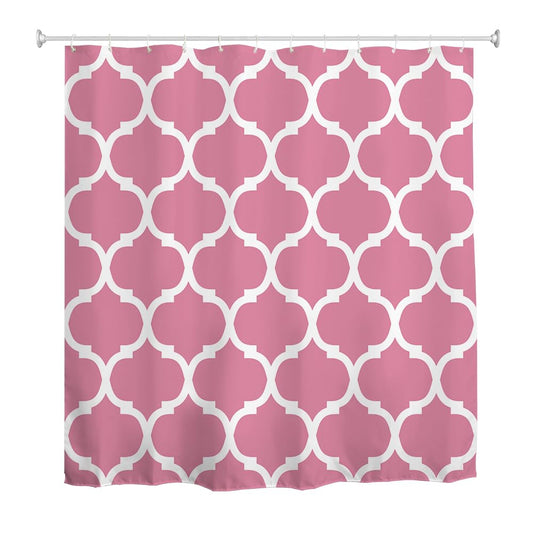 goodbath Pink Shower Curtain, Moroccan Pattern Waterproof Polyester Fabric Bath Curtain for Bathroom Bathtub Hotel, 180X180cm