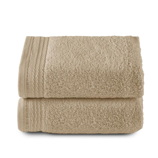 RIZO Top Towel - Set of 2 Hand Towels - Bath Towels - 100% Combed Cotton - 600 g/m2 - Measure 100 x 50 cm - Camel