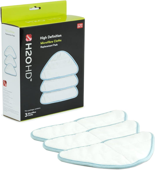 H2O HD Microfibre Cloth Pack - Set of 3 Replacement Cleaning Pads for Steam Cleaners - Optimize Your Cleaning Power with Pads Specifically Designed