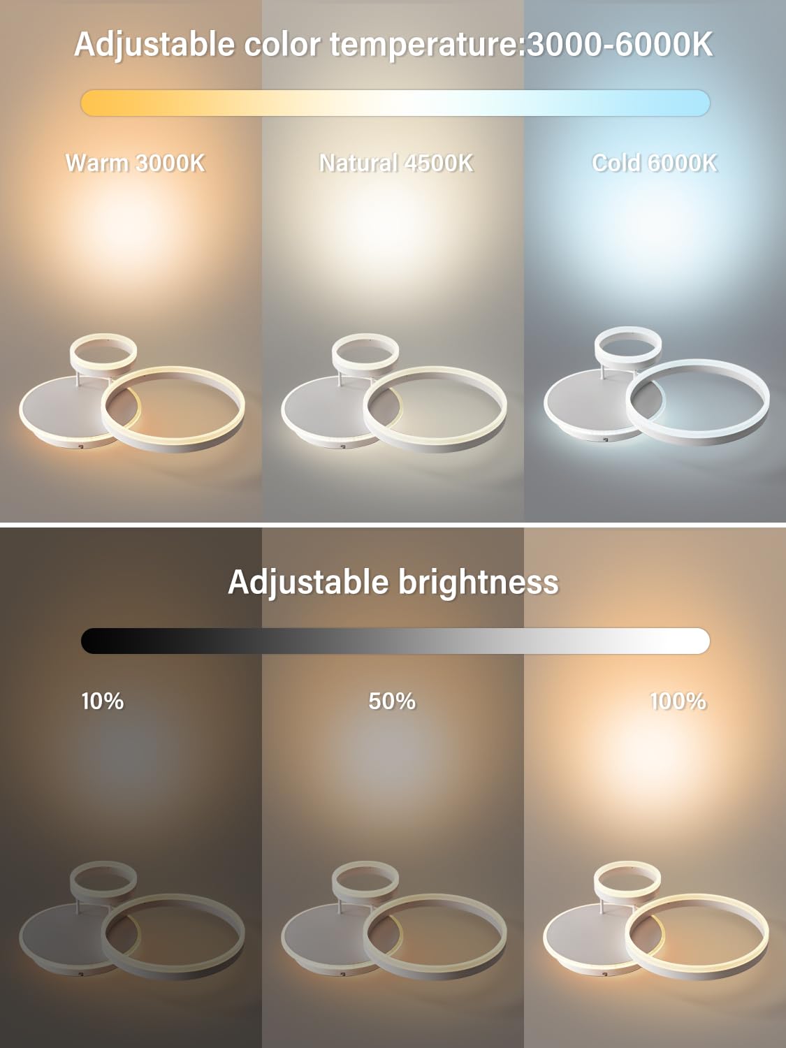 KAUCQI LED Ceiling Light, Creative LED Ceiling Lamp, 54W 5400lm, Dimmable with Remote Control 3000K-6000K, Modern Ceiling Lights for Living Room,