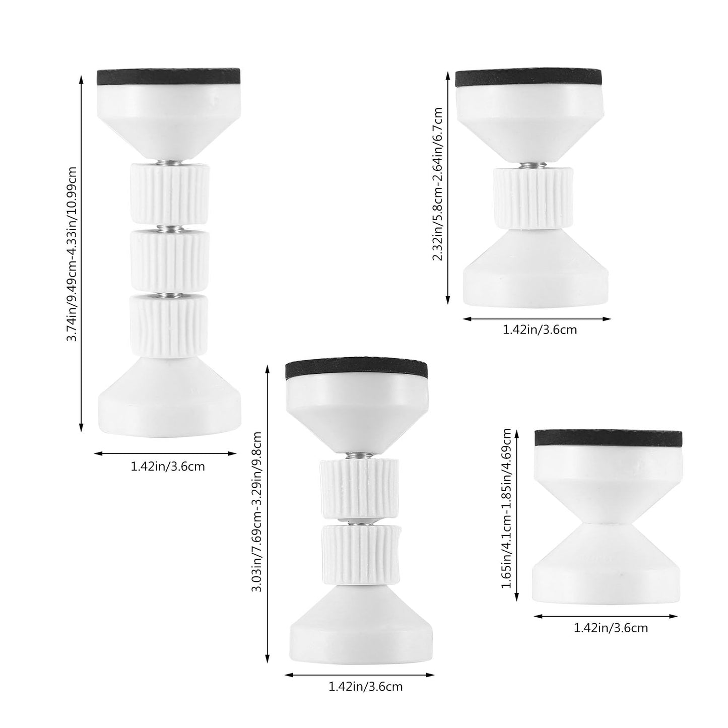 XxinXrong 2 headboard plugs, bedside table bed telescopic support stabilizer plugs, length can be freely adjusted between 2.48-2.75 inches, white