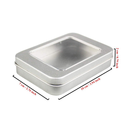 Goodma 8 Pieces Rectangular Metal Hinged Tins, Silver