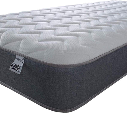 Starlight Beds Essentials Zig Zag Small Single Mattress with Springs and Memory Foam. 7.5 Inch Budget Mattress. Grey, Soft Firmness (75x190x19cm)