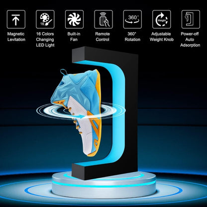Vnemofey Levitating Shoe Display with 16 Colors Light, Floating Sneaker Stand , 360 Rotation Spinning Shoe Shelf Rack Holder for Store Advertising