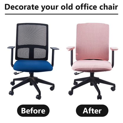DELORIGIN 4 Pcs Office Chair Cover Set Stretchable Velvet Desk Chair Covers Protective Computer Seat Cover with Back and Armrest Covers for Office