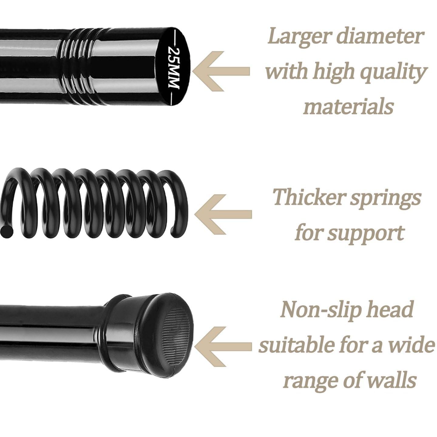 Shower Curtain Pole White No Drill Curtain Pole Extendable For Windows Shower Wardrobe White 183-250CM
