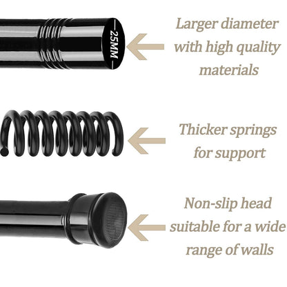 Shower Curtain Pole Extendable No Drill Curtain Poles White Curtain Rods Extendable For Windows,Bathroom,Wardrobe,Kitchen Closet Door White 83-145CM