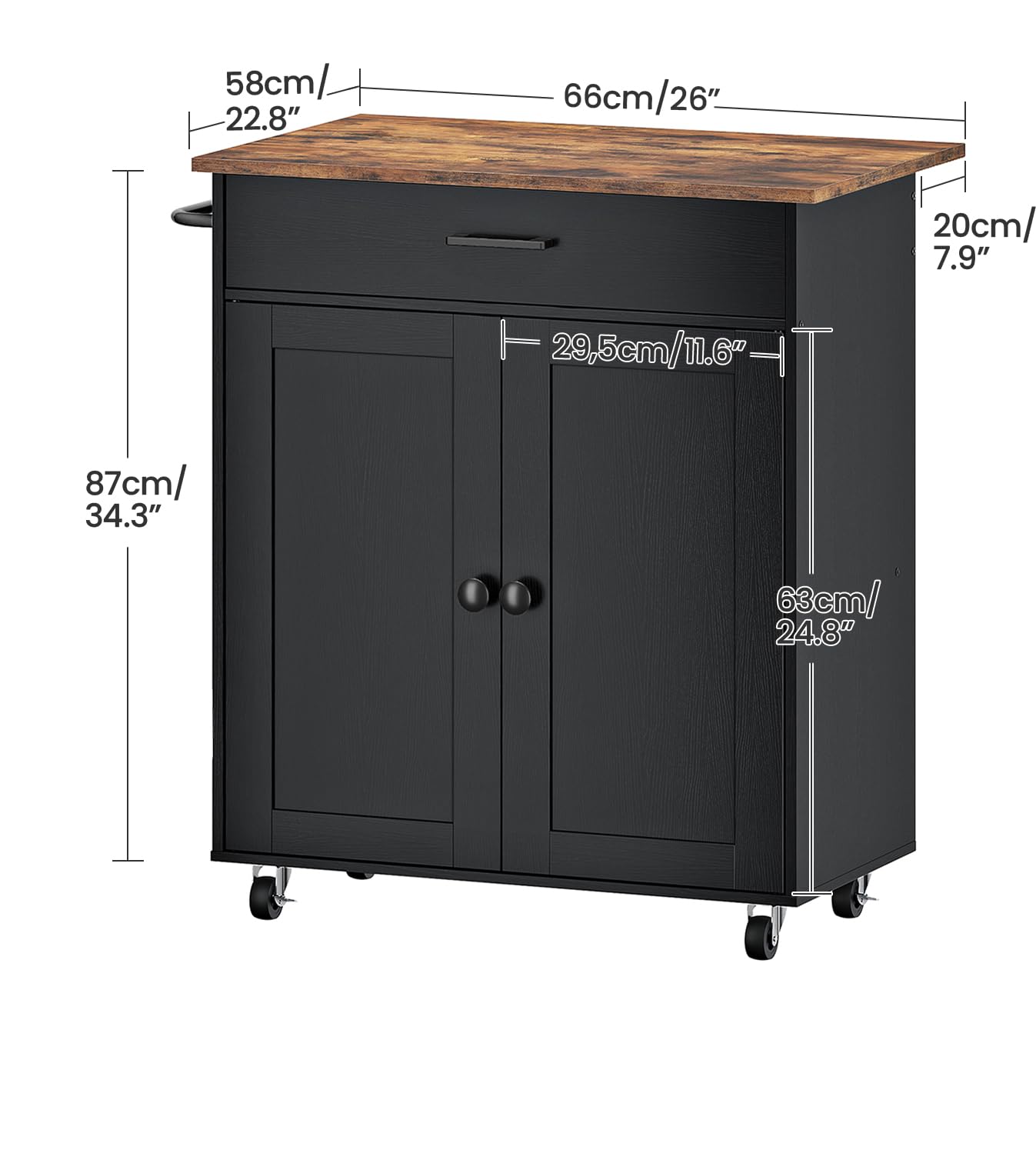 CHOEZON Kitchen Island, Farmhouse Kitchen Island Cart with One Double Cabinet and Drawer, Rolling Storage, with Drop Leaf ＆ industrial locking wheels