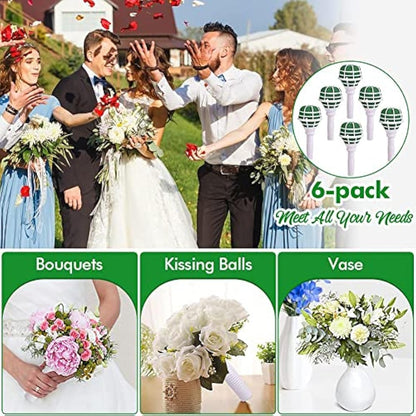 Retoteng 6 Pack Bouquet Holder, DIY Wedding Foam Bouquet Handle Bridal Floral Fresh Artificial Flower Holder Decoration