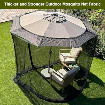 Mosquito Net for Umbrella 9.2 FT | Large Sizes & Fabric Designed for Outdoors | Insect House Screen Netting for Patio, Porch & Garden Terrace | Outside Canopy Bug & Fly Protection Enclosure
