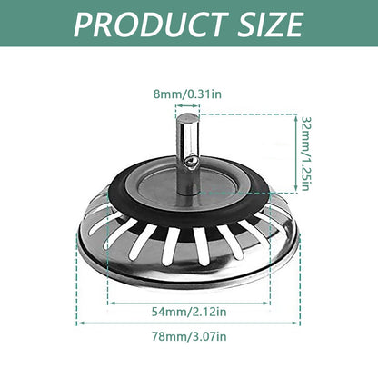 2Pcs Stainless Steel Sink Drainer Plug Strainer