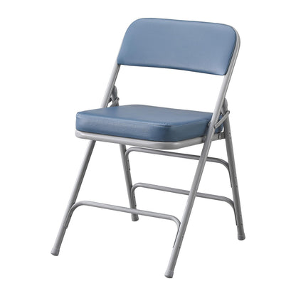 KAIHAOWIN Folding Chairs Ultra Thick Padded Foldable Chair Indoor Comfortable Metal Chairs with Super Soft Cushion -Blue