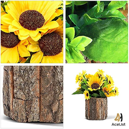 AceList Artificial Sunflowers, Fake Flowers/Fake Potted Plants Artificial Plants Indoors In Pots Yellow Decorative Artificial Flowers Indoors for Home Office