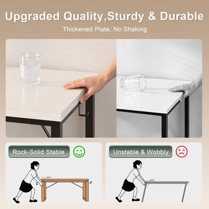 JUMMICO Computer Desk Table Workstation 80 x 50 x 75 cm for Office Living Room Bedroom Simple Assembly Industrial Design Black Desk Metal Frame,White