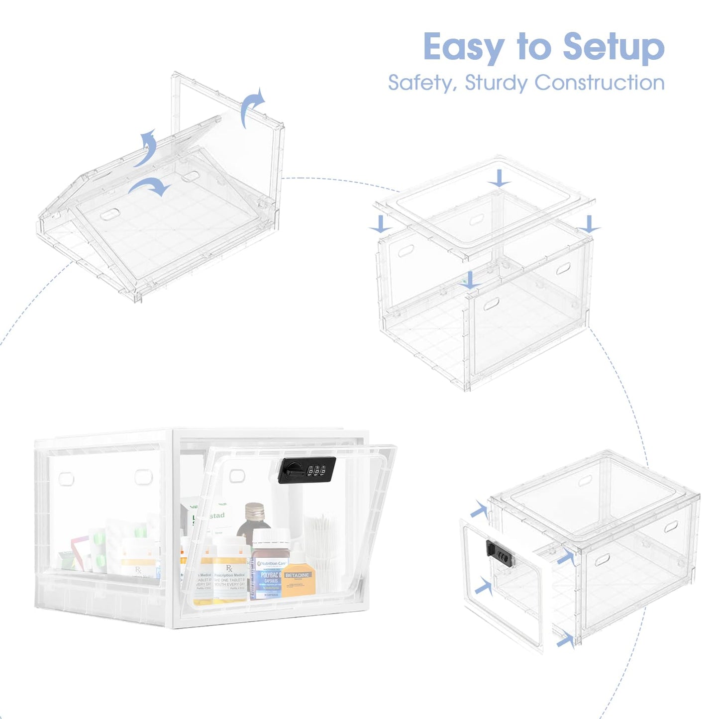 Lockable Medicine Box, Lockable Fridge Storage Box, Premium Material Lockable Container for Medicine, Phone, Food