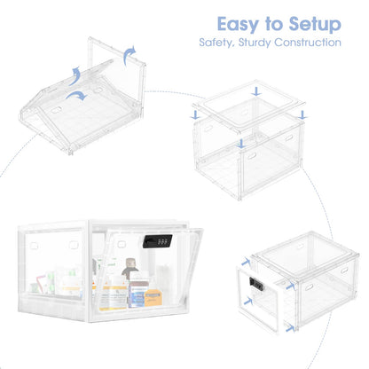 Lockable Medicine Box, Lockable Fridge Storage Box, Premium Material Lockable Container for Medicine, Phone, Food
