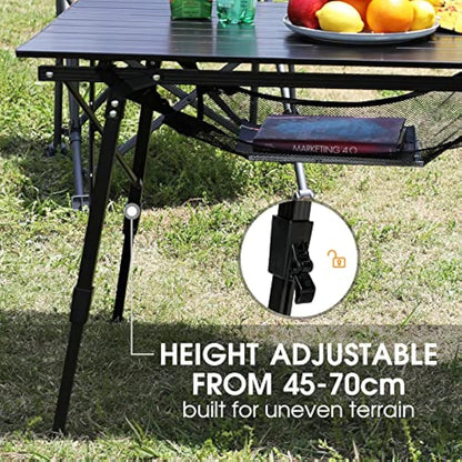 Portal Camping Tables That Fold up Picnic Table Folding Portable with Height Adjustable Legs Collapsible Table 3ft Aluminium Rollup Outdoor Table Lightweight Foldable for Beach Fishing Garden BBQ