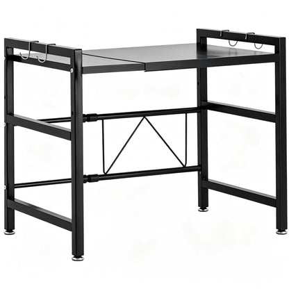 Multibao Expandable Microwave Rack Shelf, 2 Tier Oven Rack Stand Holder Kitchen Corner Shelf Desktop Printer Shelf Rack, Bakers Rack
