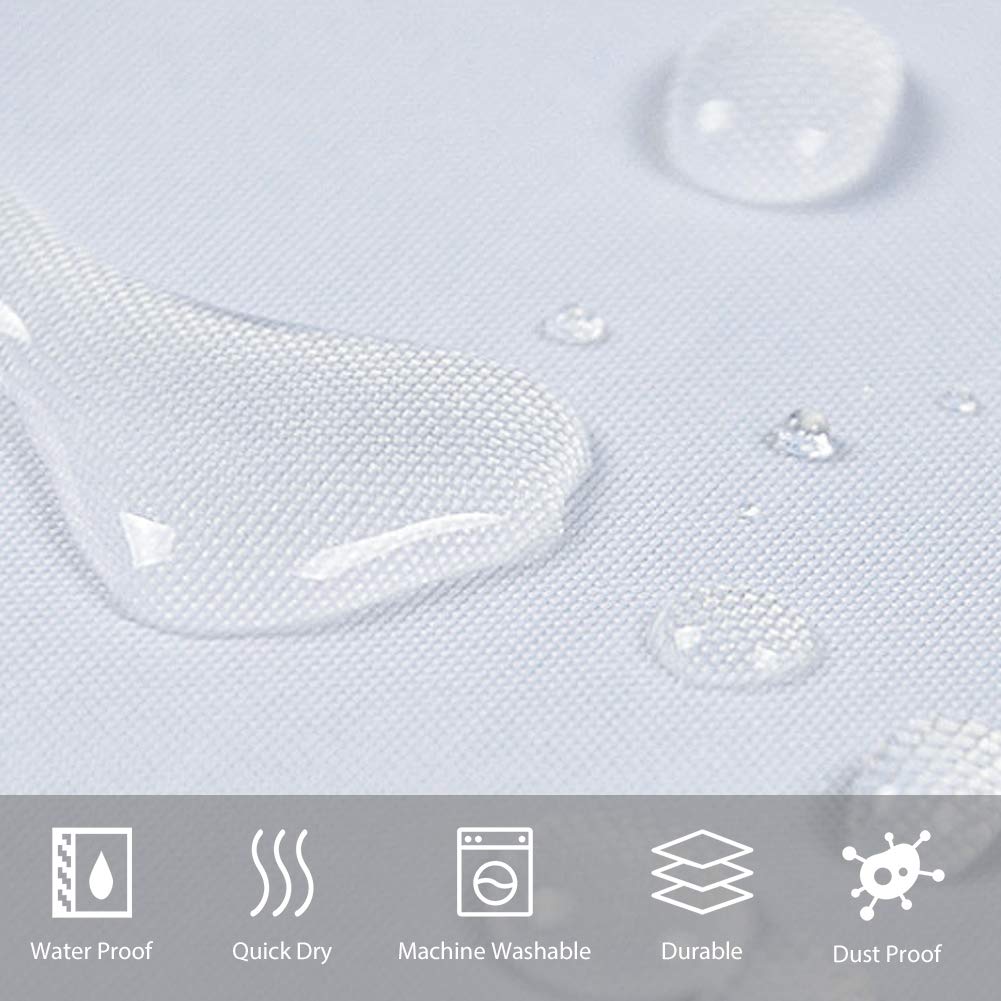 Furlinic Shower Curtain White Weighted Hem for Bathroom Wet Room 85×180cm