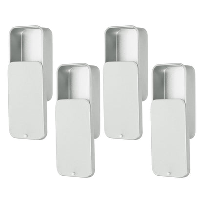 sourcing map 4 Pcs Metal Tin Box Container, 2.4x1.3x0.4 Slide Top Tin Containers Small Empty Rectangular Storage Box for Lip Balm Candies Jewelry