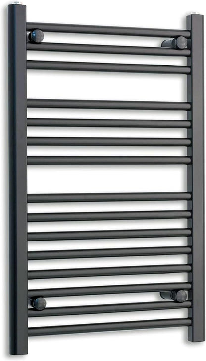 500mm Wide Black Heated Towel Rail Straight Flat Bathroom Warmer Radiator Rack Central Heating Turkish Zone (500mm x 800mm)