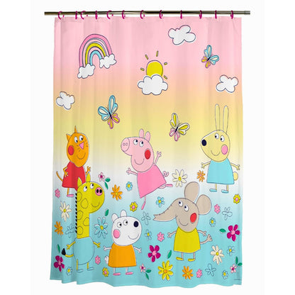 Franco Peppa Pig 13 Piece Shower Curtain and Ring Set, (100% Officially Licensed Product)