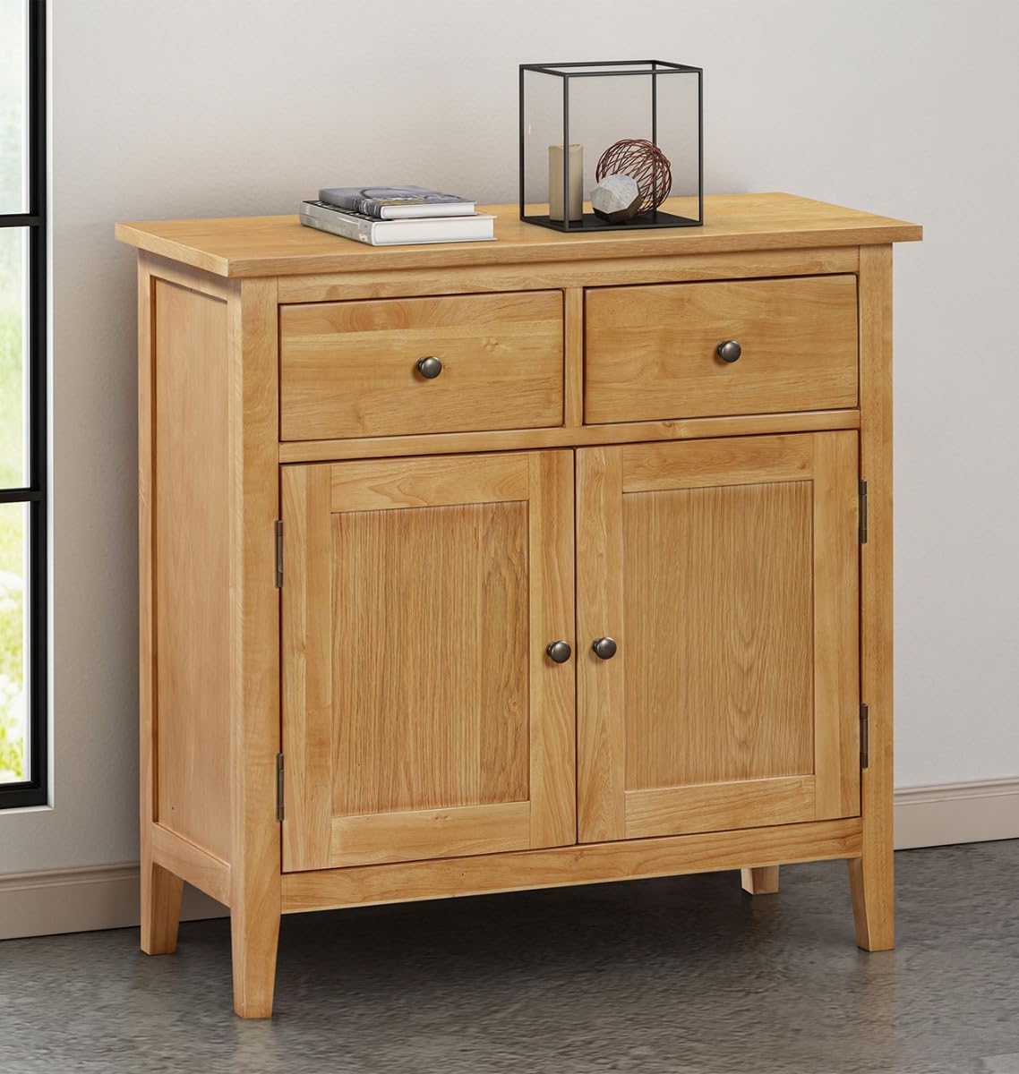 Hallowood Furniture Aston Oak Small Sideboard with 2 Drawers and Cupboard