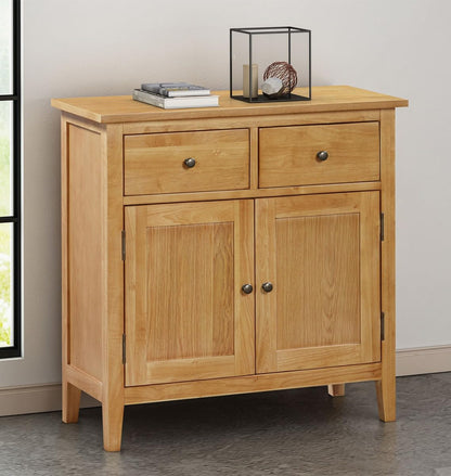 Hallowood Furniture Aston Oak Small Sideboard with 2 Drawers and Cupboard