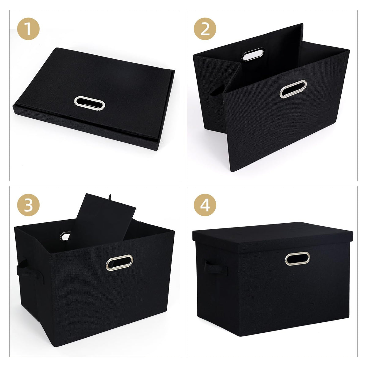 BinWhiz 2-Pack Storage Bins with Lid, 43x31x28 cm Inch Fabric Cube Bins Organizer Basket Foldable Storage Box Containers with Handles for Closet