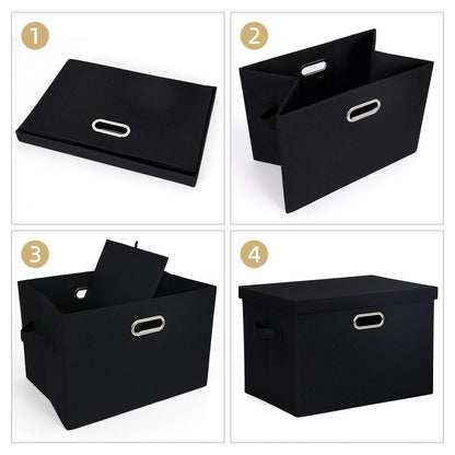 BinWhiz 2-Pack Storage Bins with Lid, 43x31x28 cm Inch Fabric Cube Bins Organizer Basket Foldable Storage Box Containers with Handles for Closet