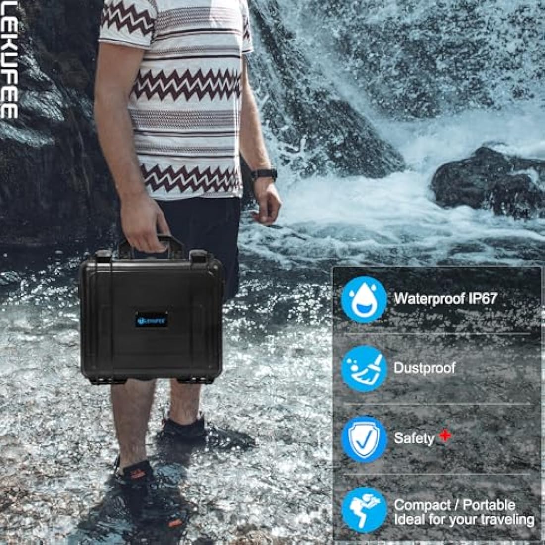 LEKUFEE Waterproof Hard Carrying Case for DJI Mini 4 Pro/3 Pro/3 Drone, DJI RC 2/RC N3/N2/N1 & More Accessories (Case Only)