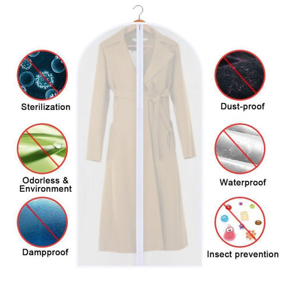 Garment Bags, Breathable 63 inch(6 PCS) Long Wedding Gowns Dress Bags Coat Clothes Covers Bags Moth Resistant Hanging Zipped Garment Bags for Long