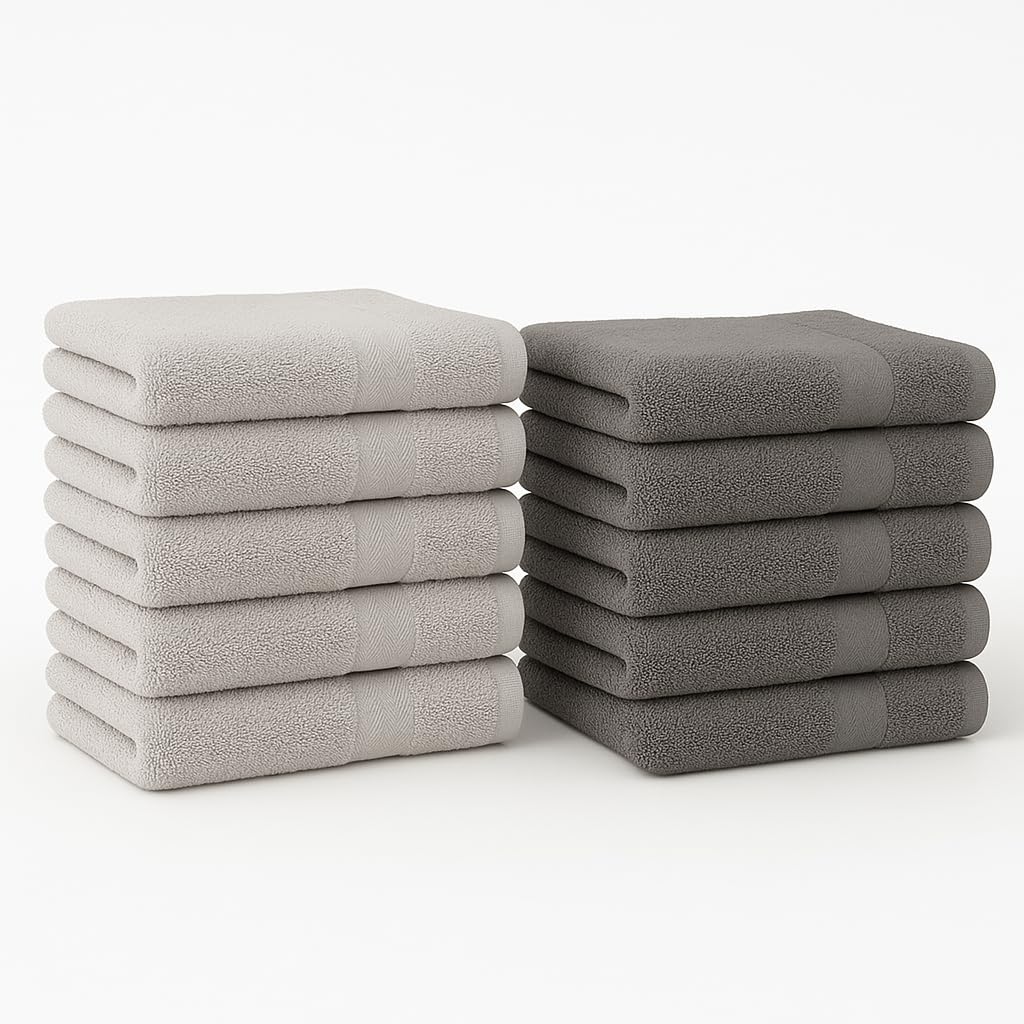 Betz Pack of 10 Guest Towels PREMIUM 100% Cotton 30x50 cm (anthracite grey & silver grey)