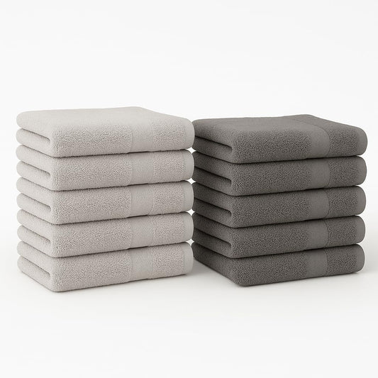 Betz Pack of 10 Guest Towels PREMIUM 100% Cotton 30x50 cm (anthracite grey & silver grey)