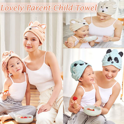 Cysocool Anti-Frizz Kids Hair Towel Absorbent Quick Drying Girls Hair Turban Towel with Button Wet Hairs Dryer Cap Ultra Soft Drying Towel Wrap Twist