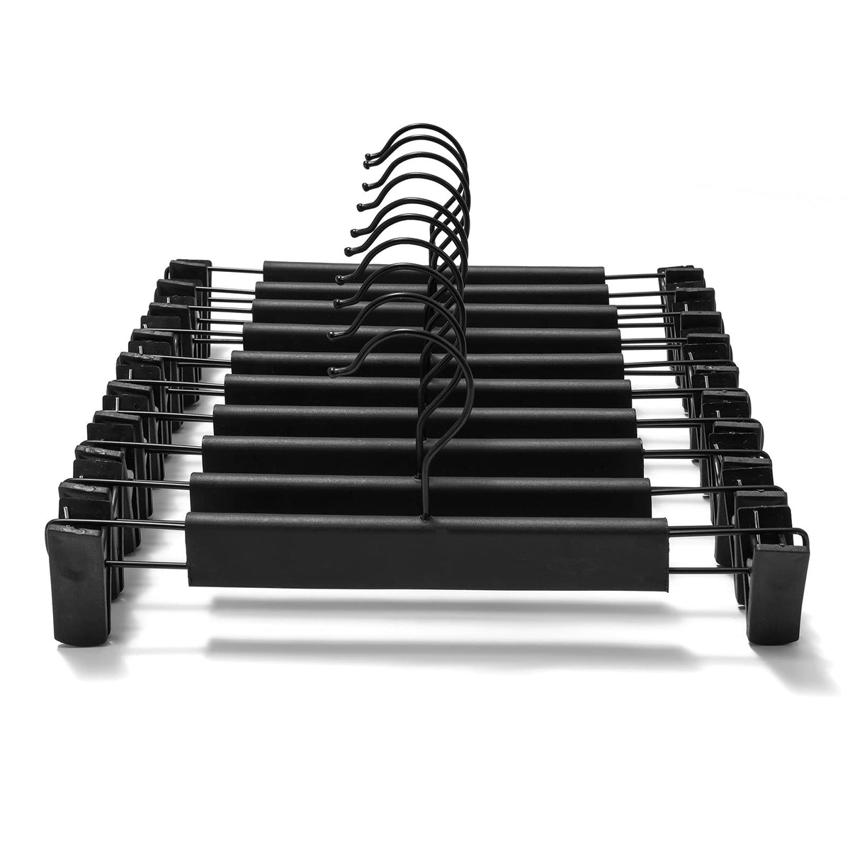GUANJUNE Clothes Pants Hangers, Space-Saving Skirt Holders with 360 ° Swivel Hooks, Adjustable Clips, Trouser Hangers, Coat Garment Jeans Hangers
