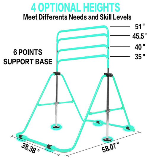 Horizontal Bar Gymnastics Kids Garden Home Reck Stretching Folding Value Gift Set,Expandable Gym Training Bar Equipment Adjustable Height for Boys