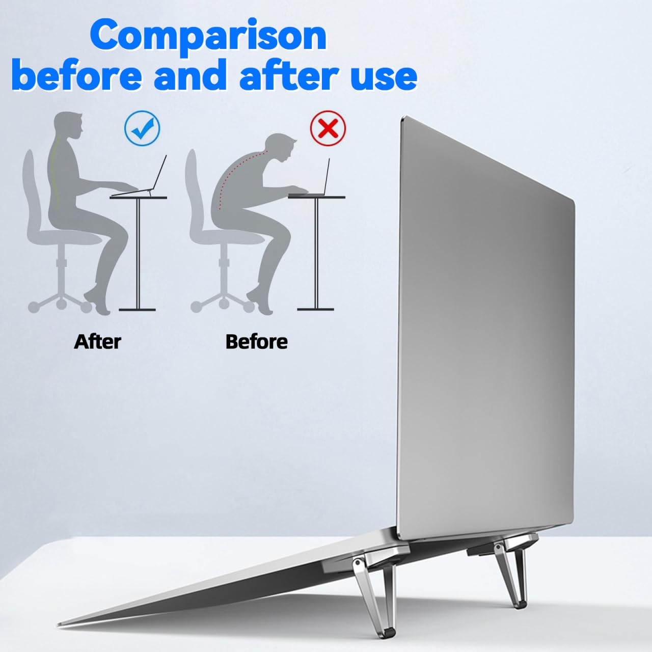 HOMSFOU 2 Pcs Portable Laptop Computer Stand with Hollow Zinc Alloy Design, Foldable Cooler Rack for Notebooks, for Computer Rack Use, Black Colour
