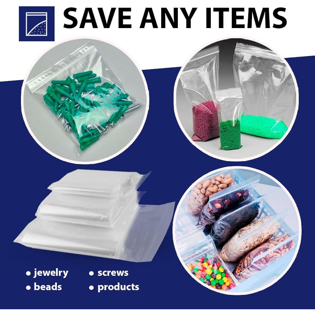 100 Grip Seal Bags 13" x 18" | Reusable Strong Zip Lock | Clear Resealable Plastic Bags | Polythene Packaging for Food Storage, Jewellery - by Sabco (13" x 18")