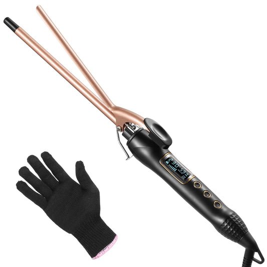 Curling Wands 3/8 Inch, Haglater Small Curling Tong 9mm Thin Curling Iron Wand for Short & Long Hair, Ceramic Barrel Curling Iron with Adjustable
