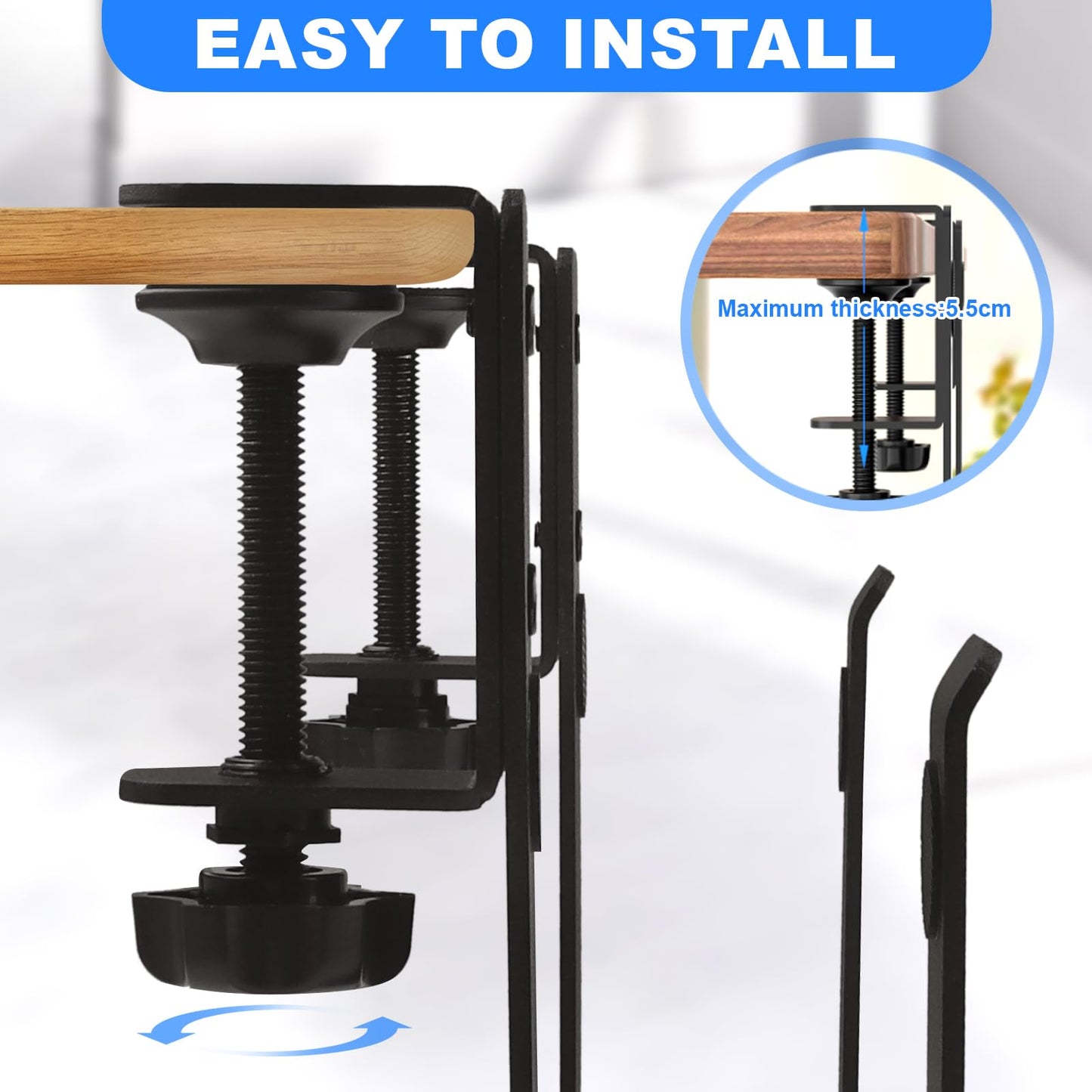 ZXShow Hanging Notebooks Desk Holder Adjustable Desks Side Laptop Mount Clamp on Laptops Stand with Anti Scratch Pads No DrillDesk Side Laptop Mount