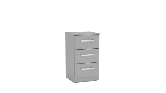 Birlea Lynx 3 Drawer Bedside High Gloss, Grey
