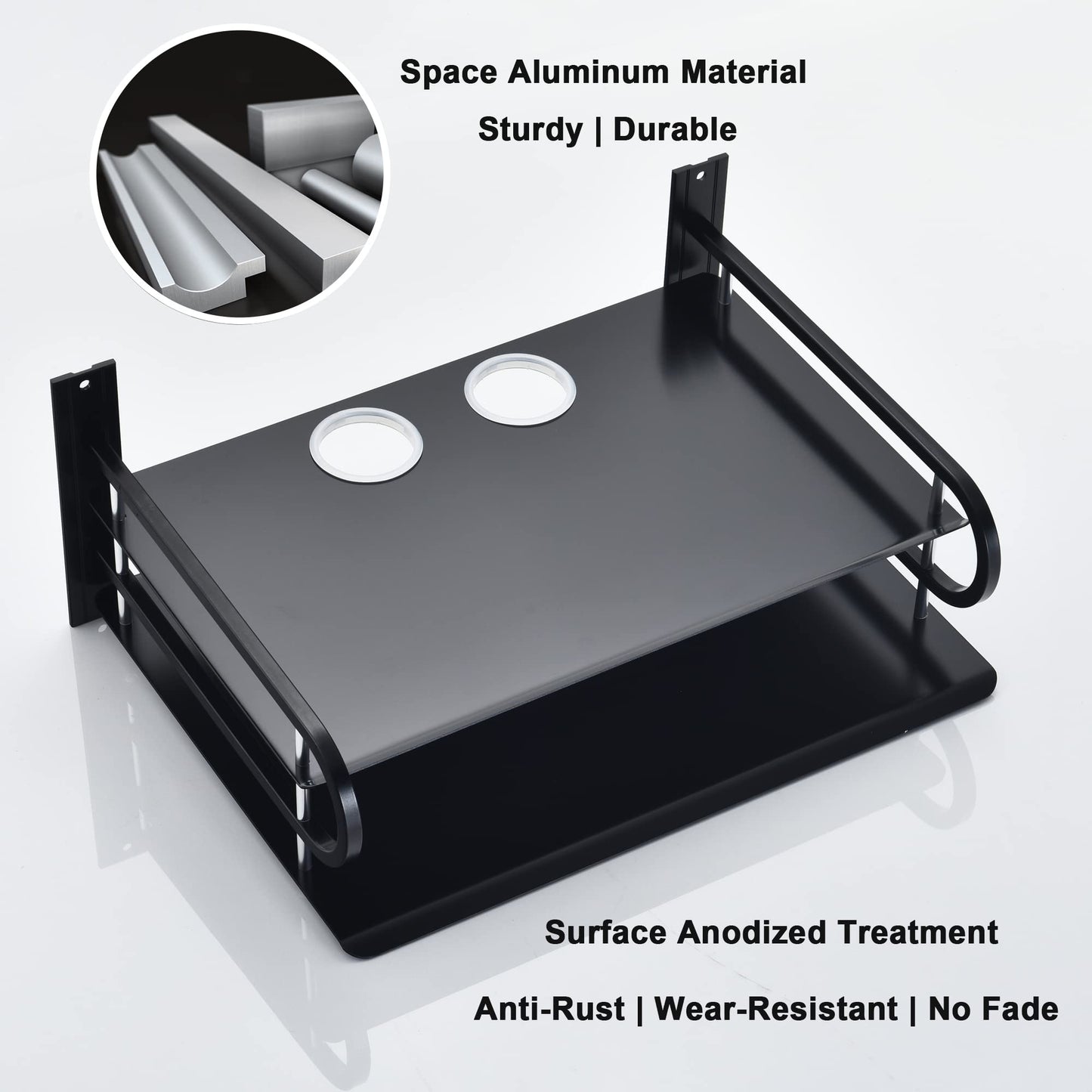 HNVNER Wall Mounted Projector Shelf Metal Router Rack DVD Player Bracket, Floating Wall Shelves For TV Components Such as Cable TV Box/Sky Box/Media