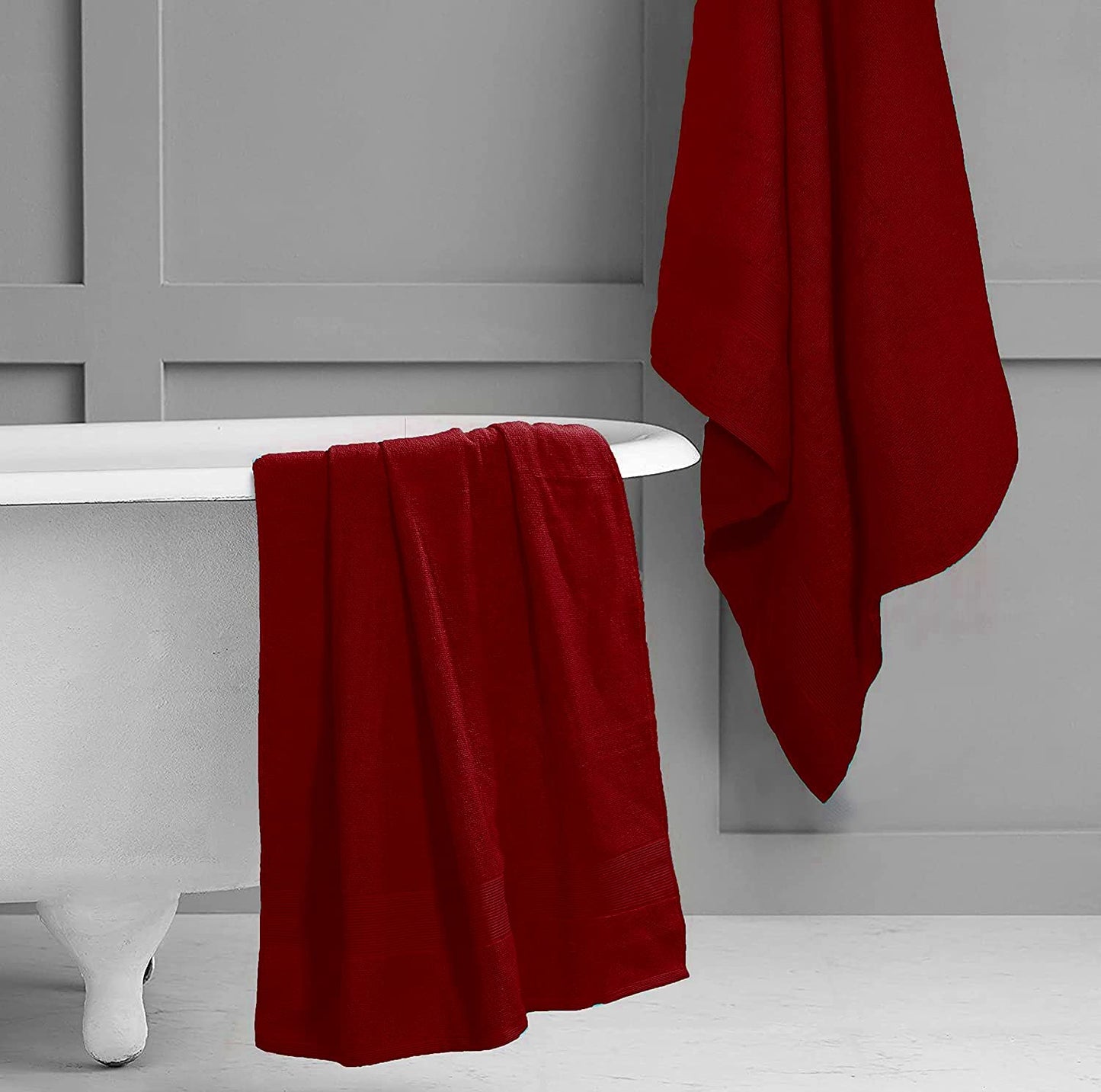Textile Do Extra Large Super Jumbo Bath Sheet Towel 100% Egyptian Cotton XL Bath Sheets(100 x 200 cm-600 GSM) (Red)