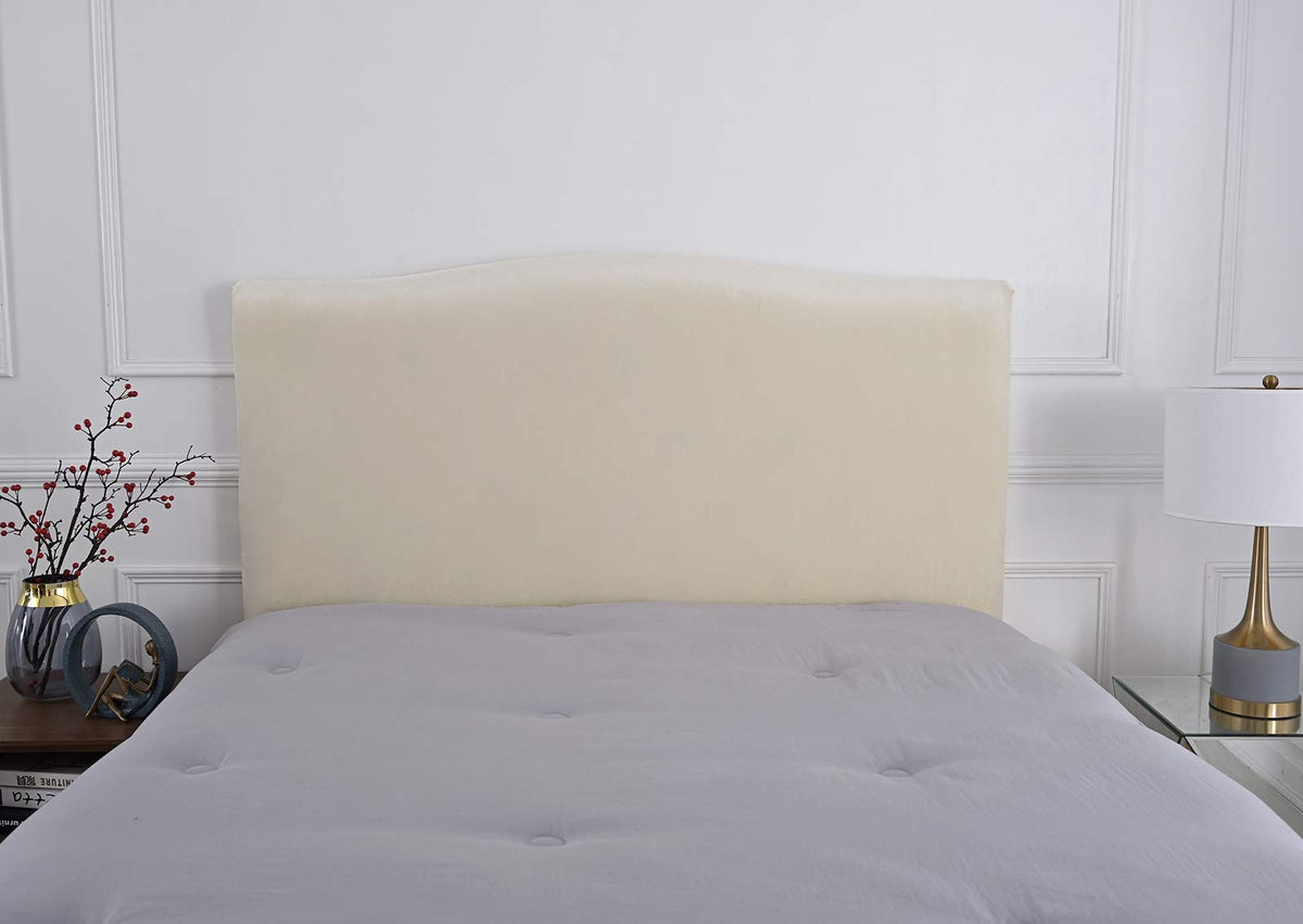 Meigeh Bed Headboard Cover Velvet Headboard Slipcovers Stretch Headboard Protector Headboard Cover for single double king size beds Beige yellow